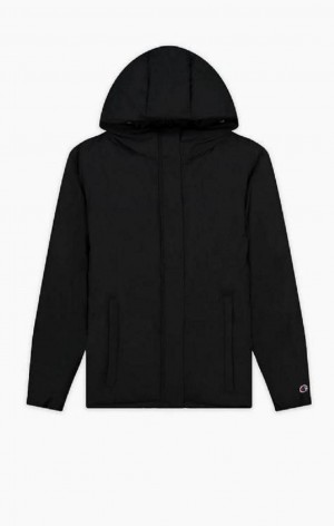 Champion Vatten Repellent Hooded Vadderad Jacket Jackor Dam Svarta | 1326-SIODE