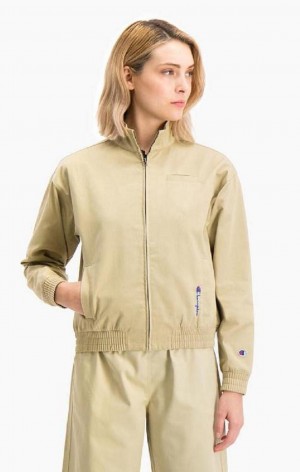 Champion Vertical Script Logo Woven Jacket Jackor Dam Beige | 1928-WHSME