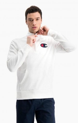 Champion Zip-Up Satin C Logo Hoodie Hoodie Herr Vita | 6701-MZPOR