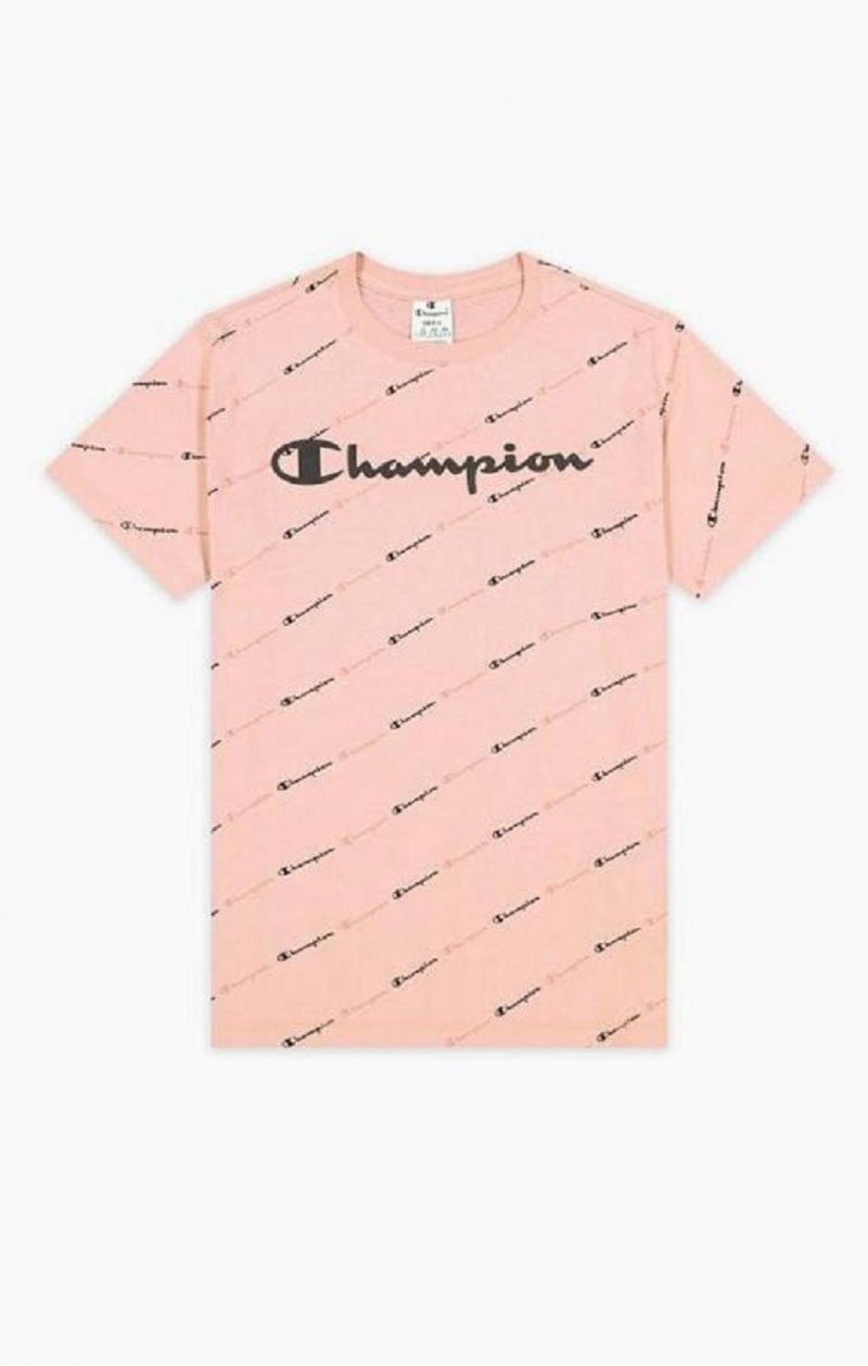 Champion All-Over Script Logo T-Shirt T-shirt Dam Rosa | 6293-MPLIY