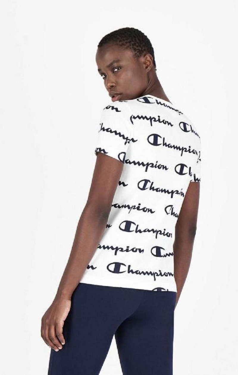 Champion All-Over Script Logo T-Shirt T-shirt Dam Vita | 3784-WECUL