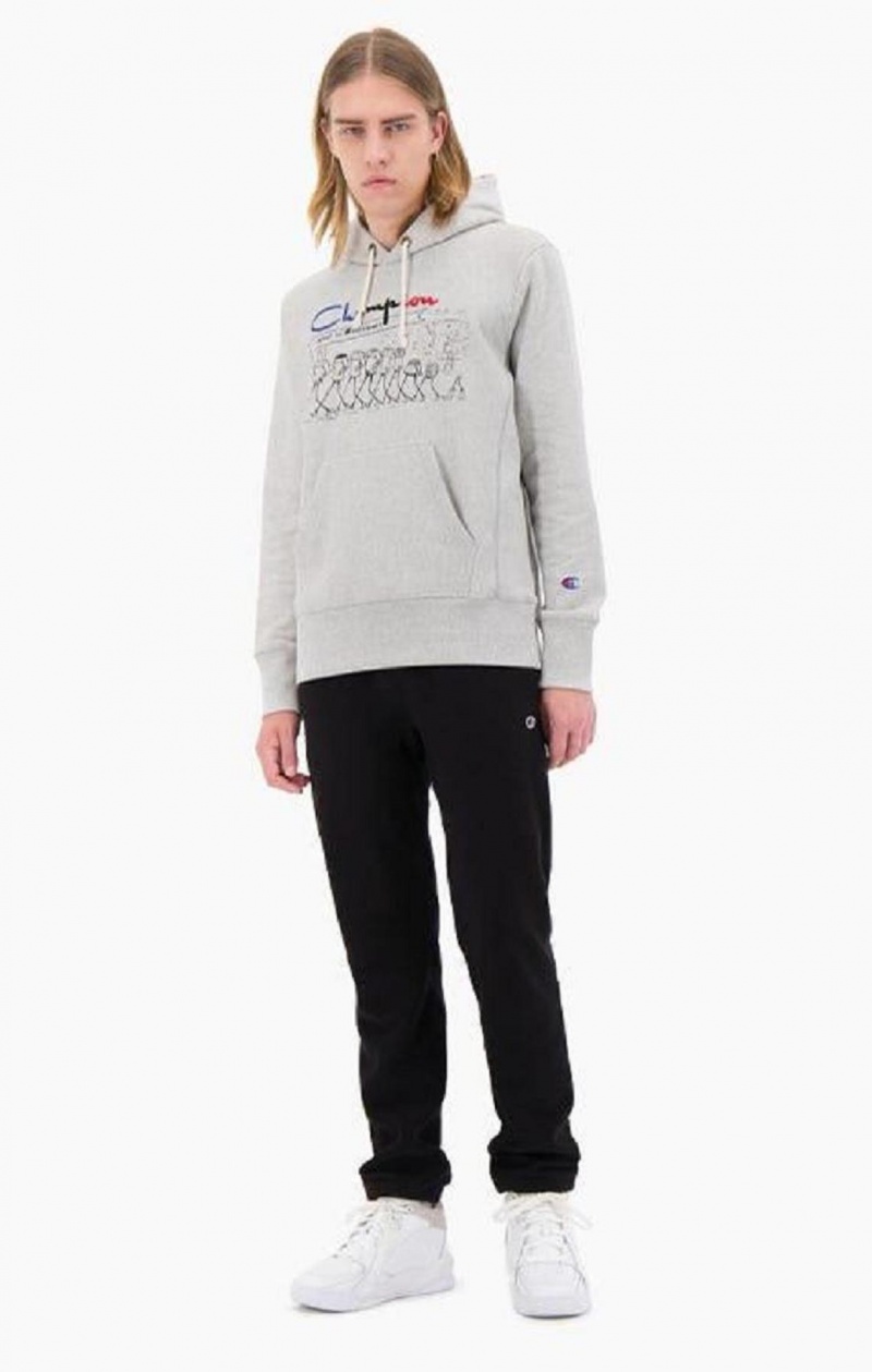 Champion Archive Centenary Print Reverse Weave Hoodie Hoodie Herr Ljusgrå | 7830-GRKTW