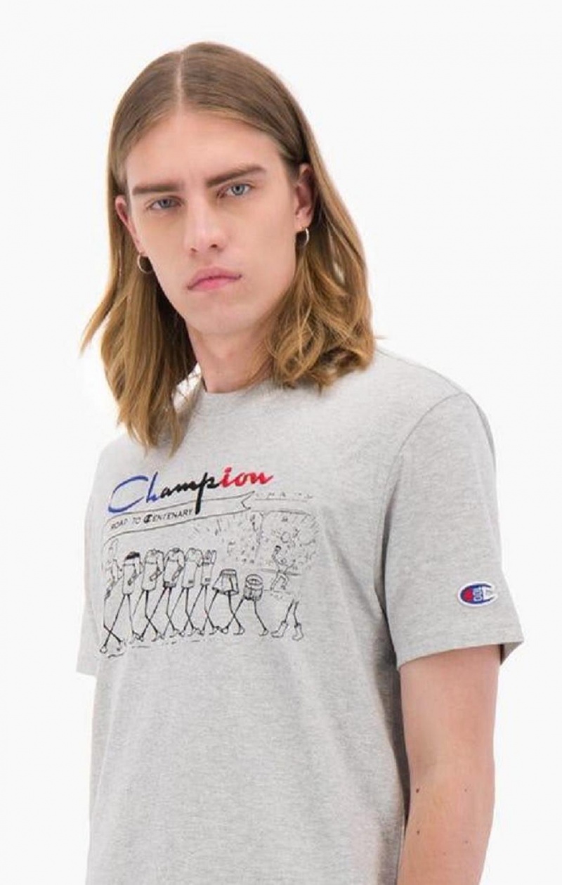 Champion Archive Centenary Print T-Shirt T-shirt Herr Ljusgrå | 2147-FMQJC