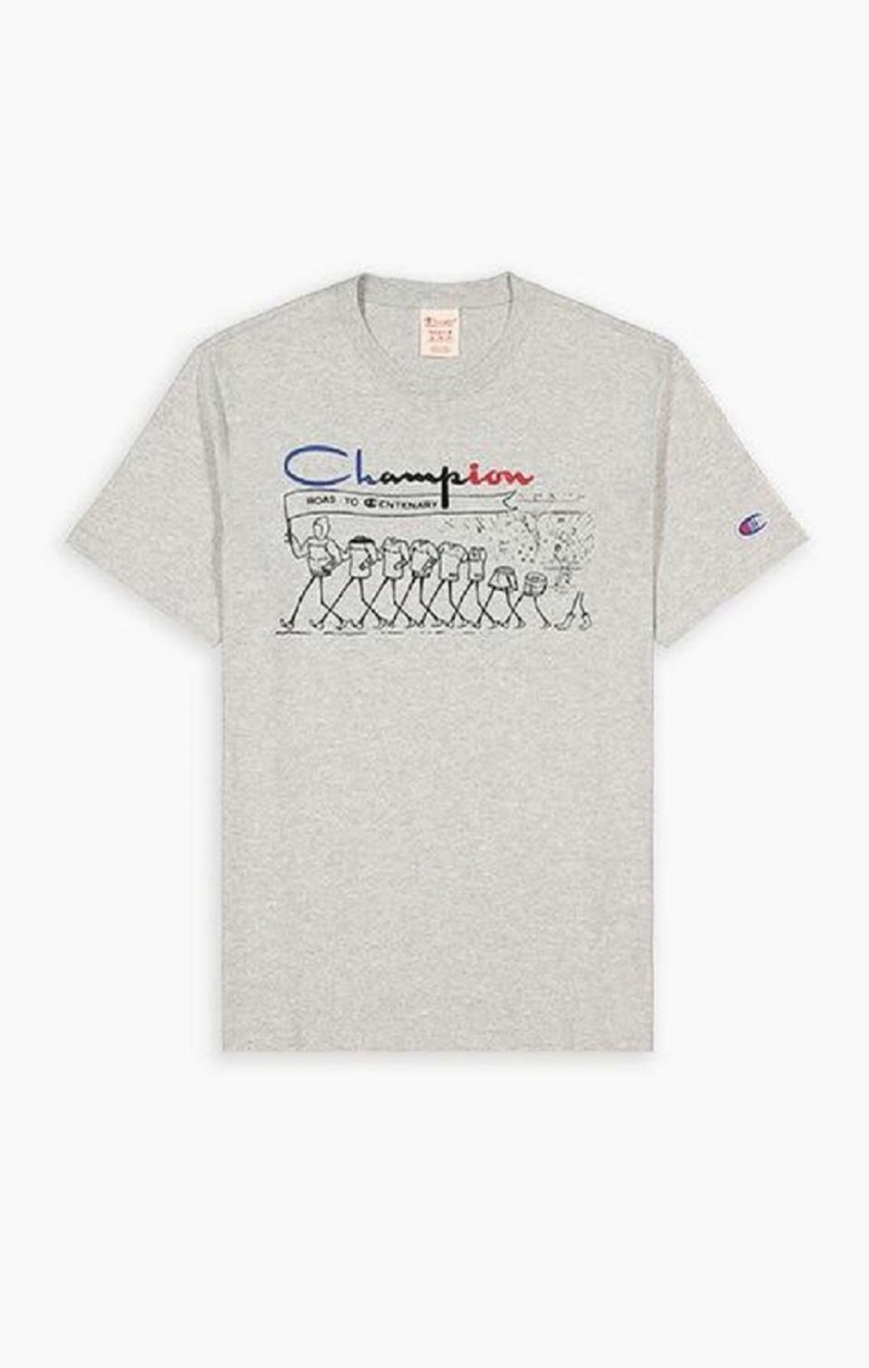 Champion Archive Centenary Print T-Shirt T-shirt Herr Ljusgrå | 2147-FMQJC