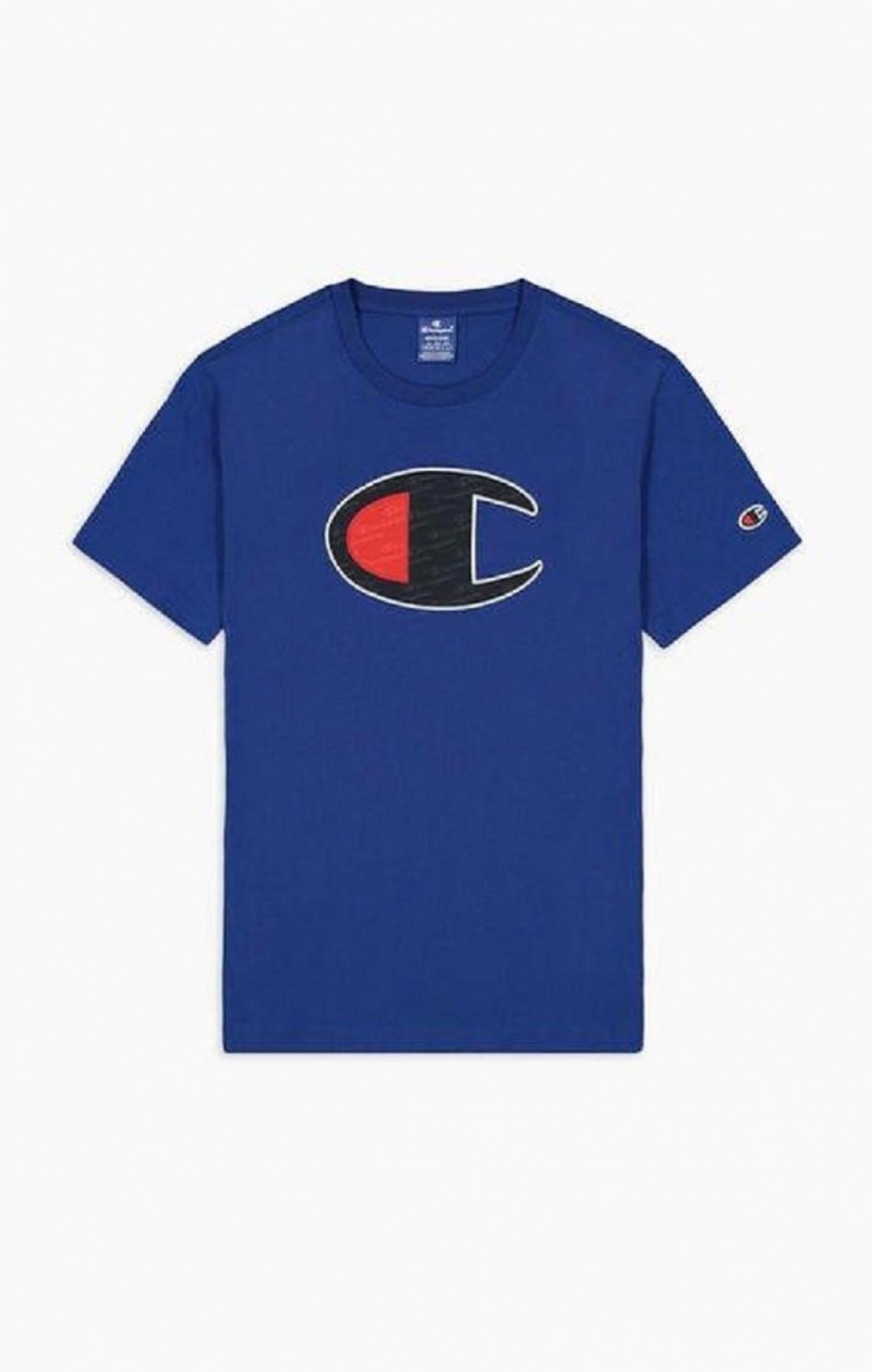 Champion Big C Crew Neck T-Shirt T-shirt Herr Blå | 2607-XOWIG