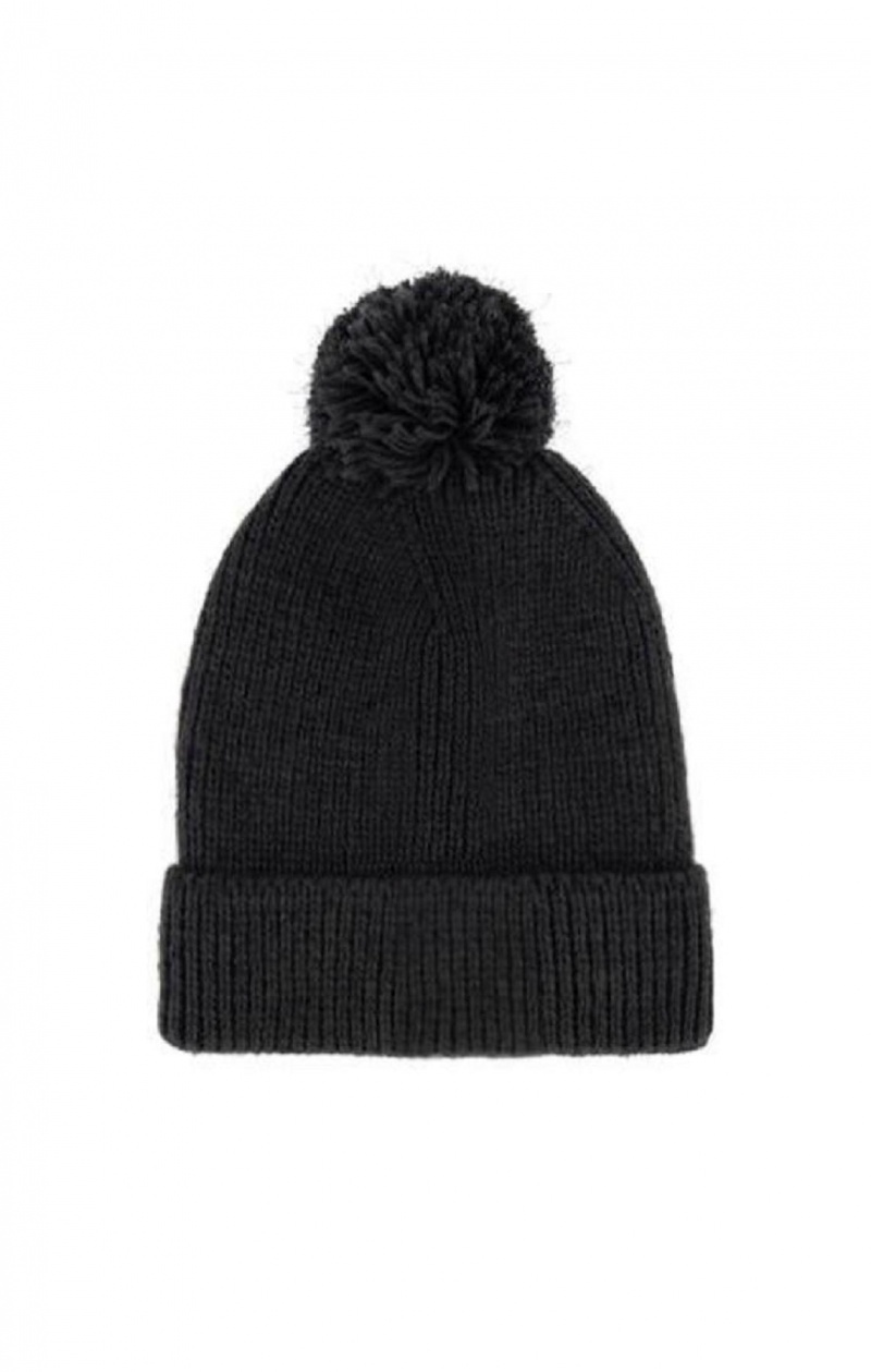 Champion C Logo Marl Bobble Beanie Hat Hatt Dam Svarta | 1765-DPJOV