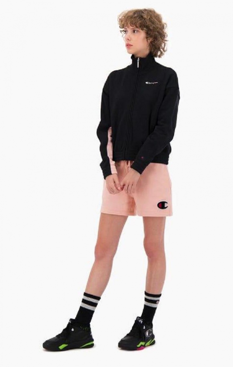 Champion C Logo Patch High Midja Bomull Terry Shorts Shorts Dam Rosa | 3408-QFBMH