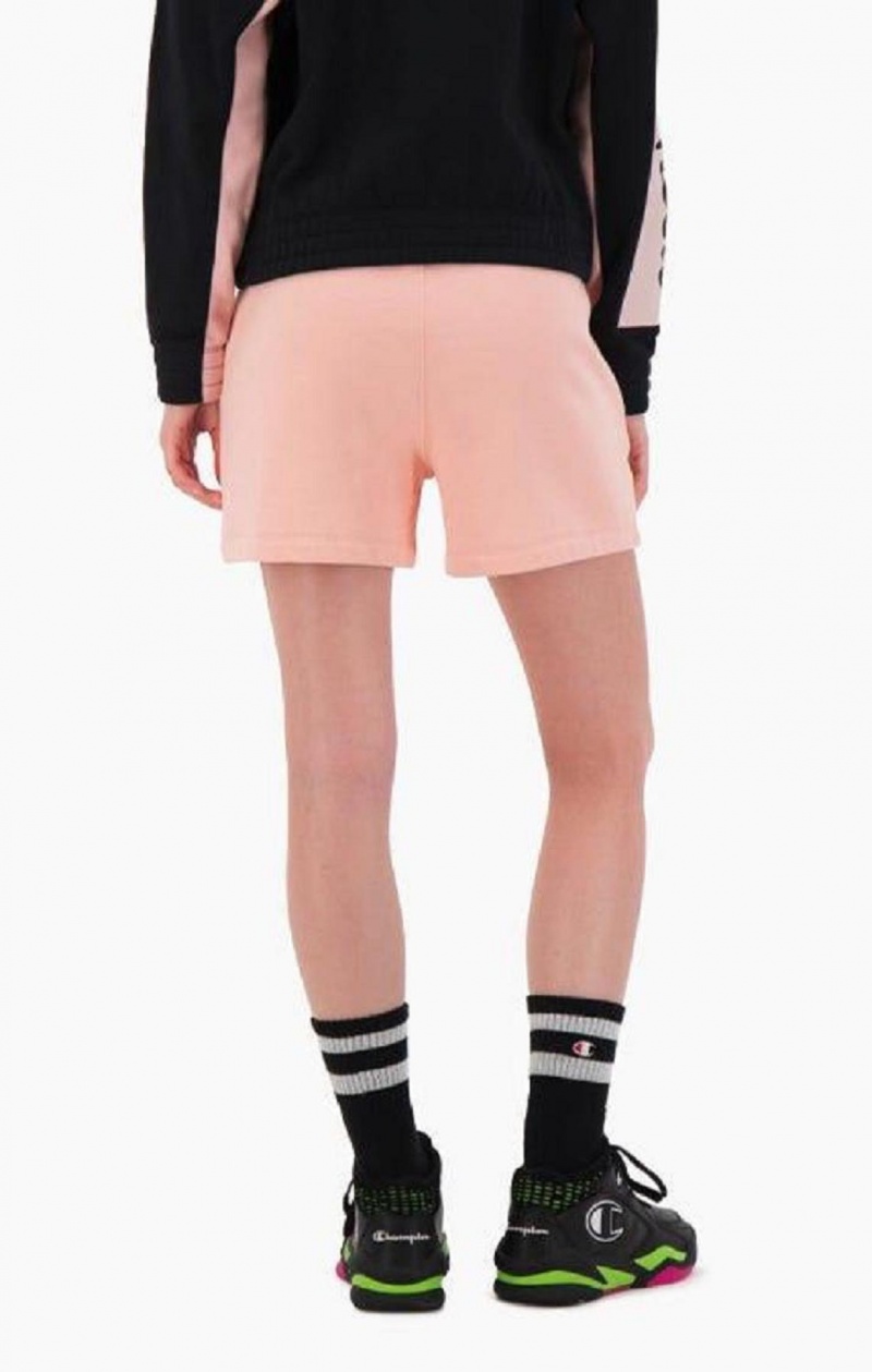 Champion C Logo Patch High Midja Bomull Terry Shorts Shorts Dam Rosa | 3408-QFBMH