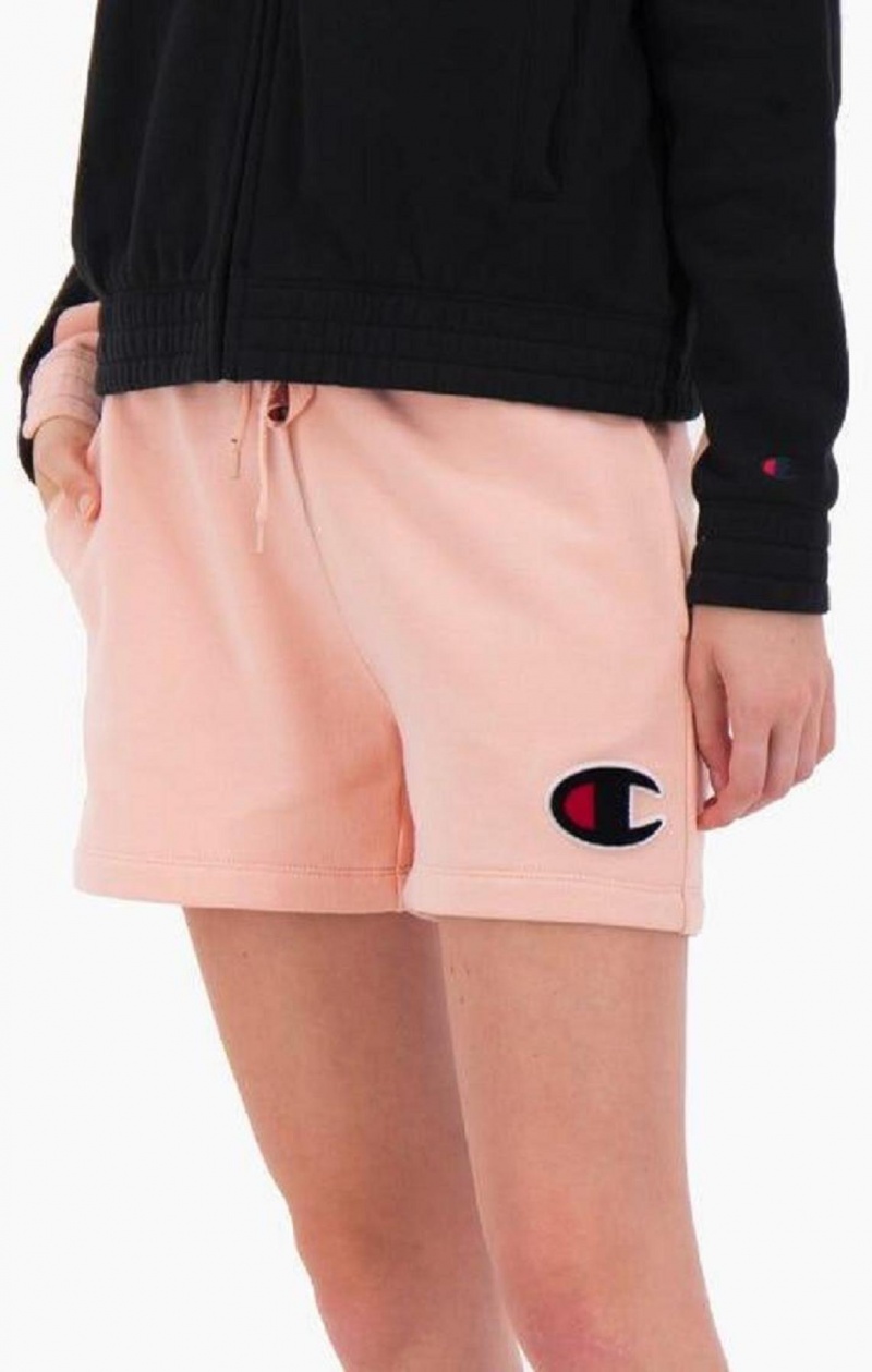 Champion C Logo Patch High Midja Bomull Terry Shorts Shorts Dam Rosa | 3408-QFBMH