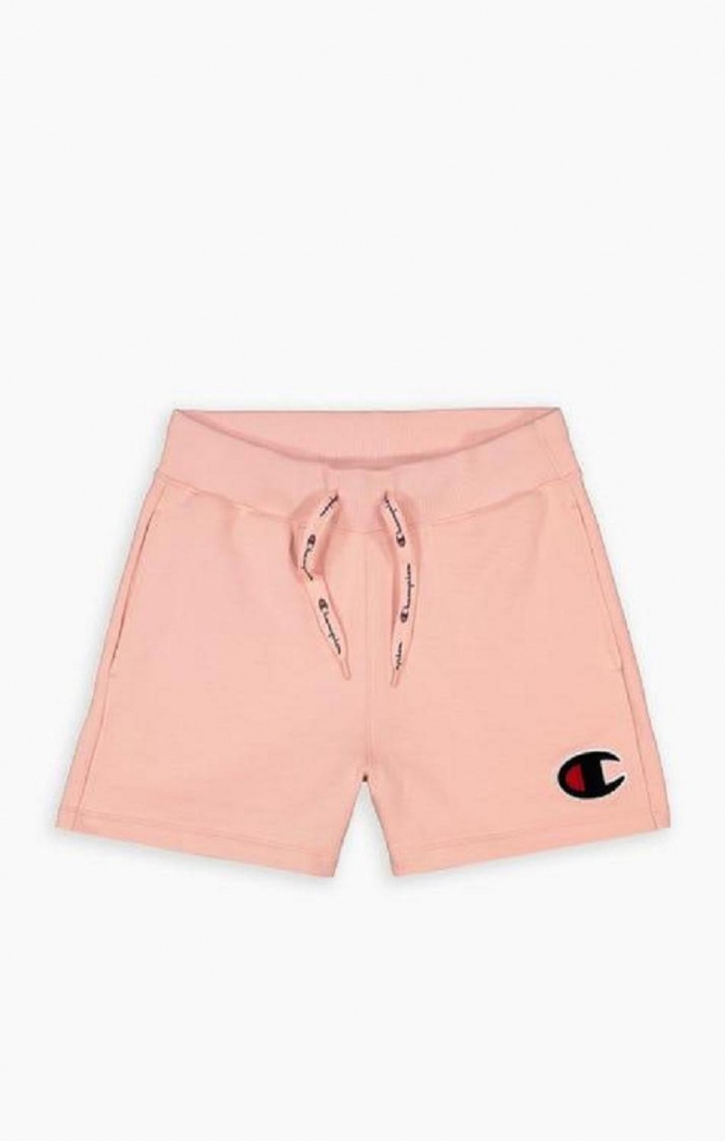 Champion C Logo Patch High Midja Bomull Terry Shorts Shorts Dam Rosa | 3408-QFBMH