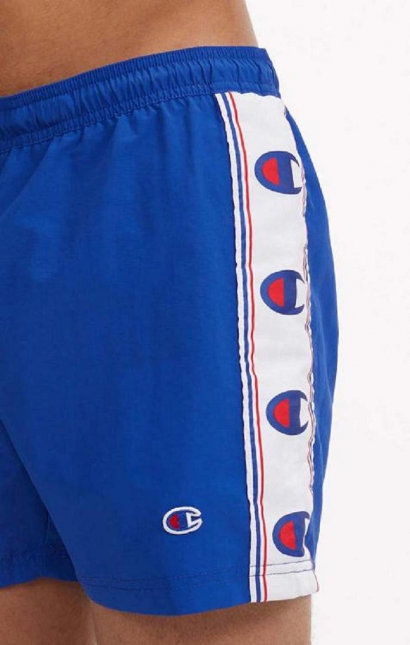 Champion C Logo Print Panel Swim Shorts Badkläder Herr Blå | 3720-BPAOR