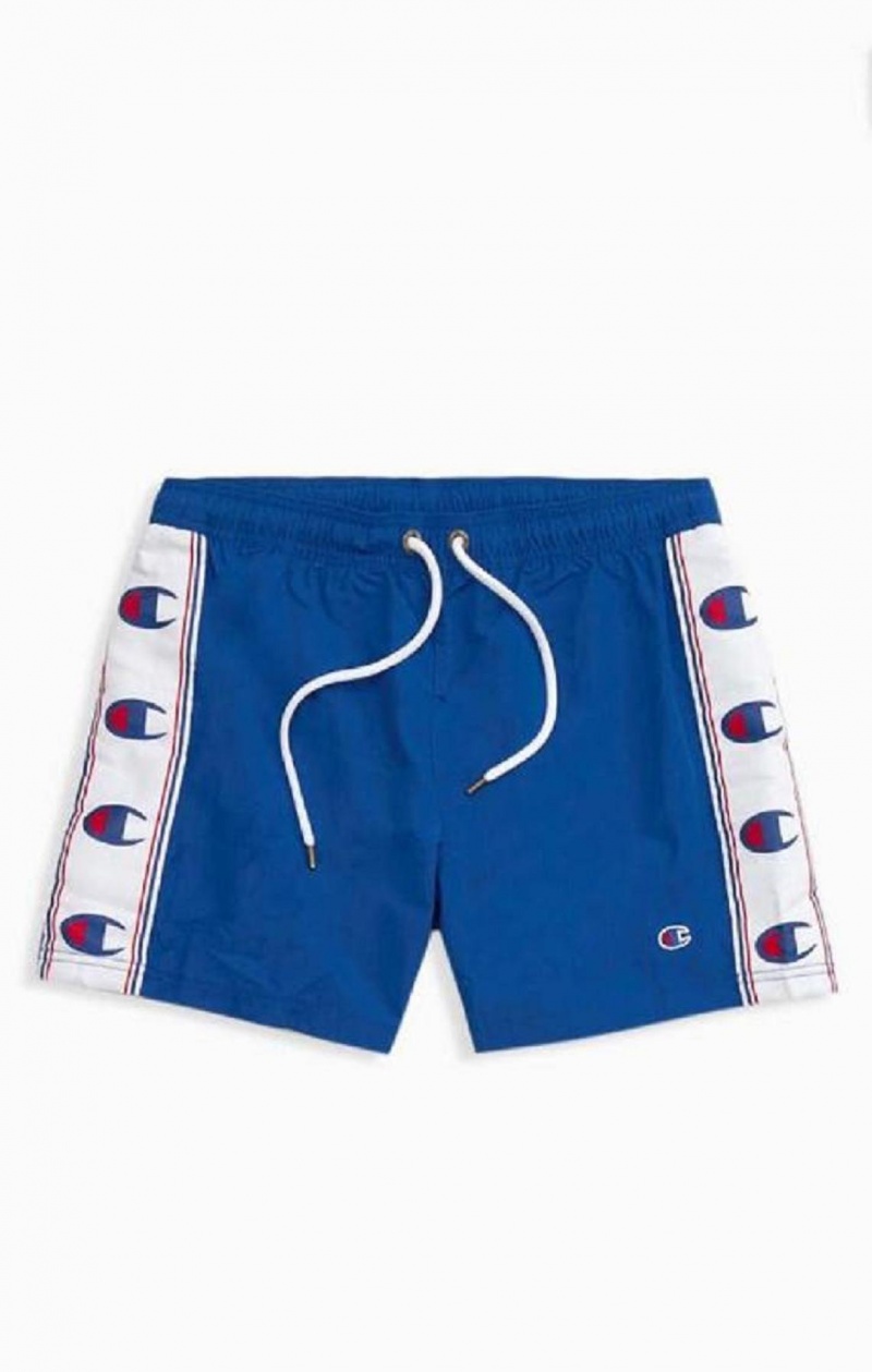 Champion C Logo Print Panel Swim Shorts Badkläder Herr Blå | 3720-BPAOR