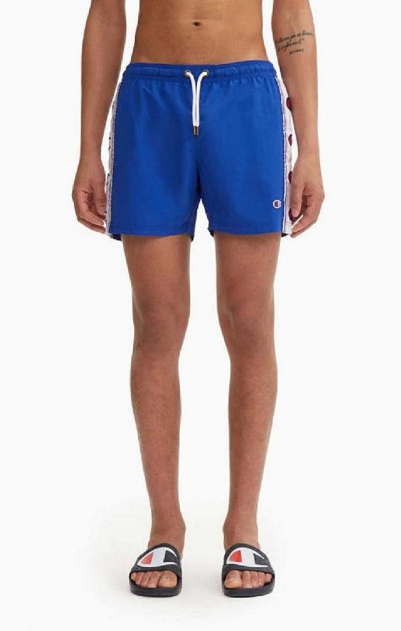 Champion C Logo Print Panel Swim Shorts Badkläder Herr Blå | 3720-BPAOR