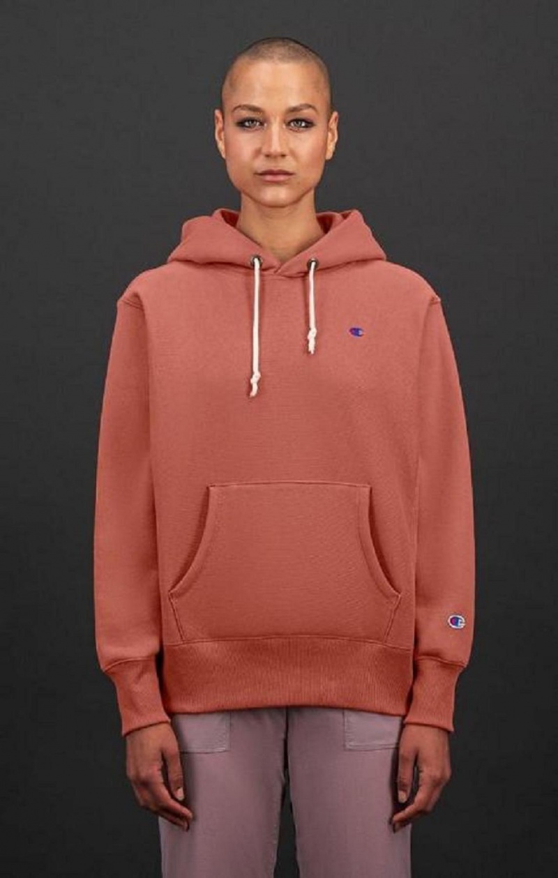 Champion C Logo Reverse Weave Hoodie Hoodie Dam Vinröda | 8201-RQZKV