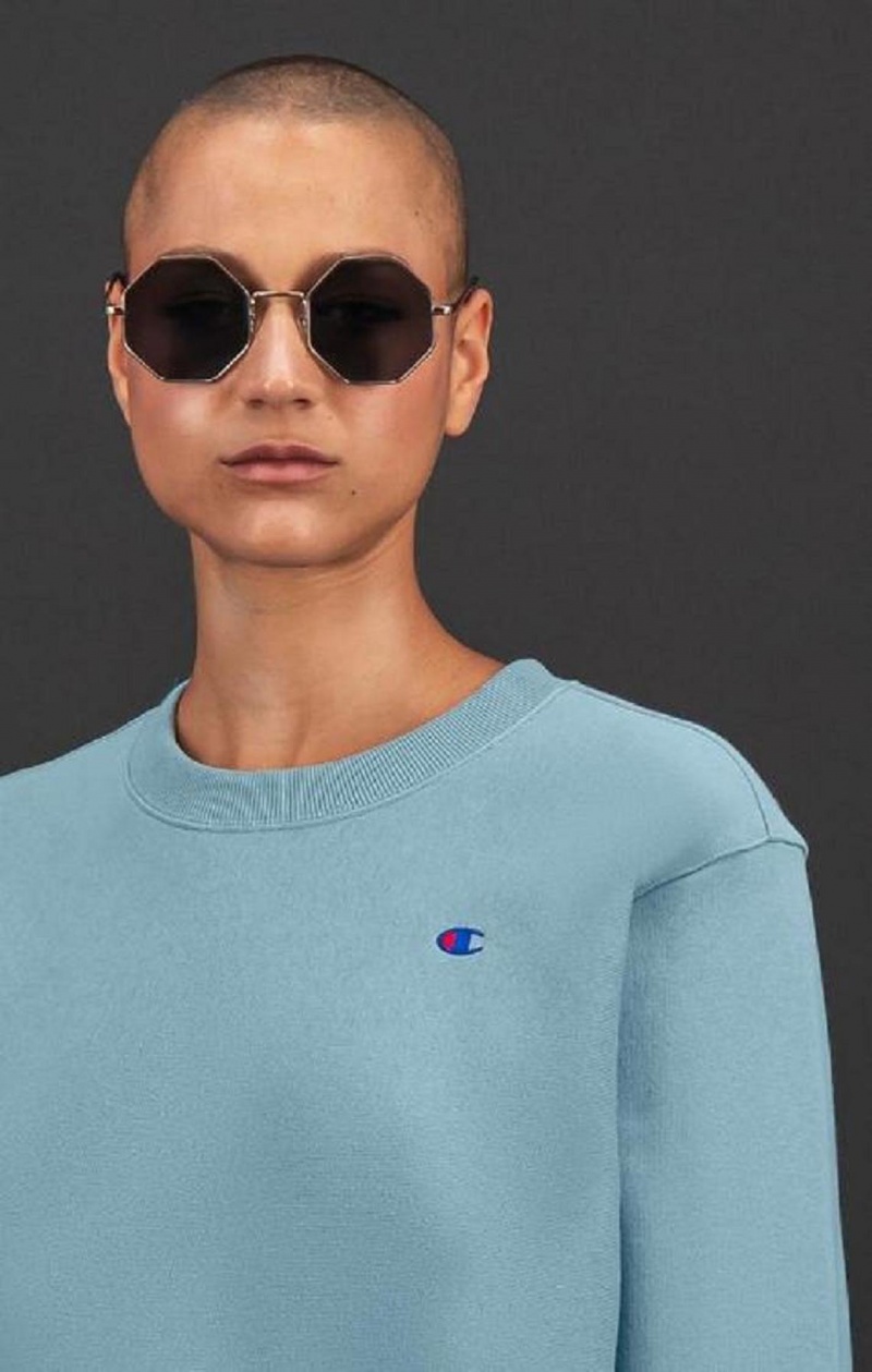 Champion C Logo Reverse Weave Sweatshirt Tröjor Dam Turkos Blå | 5128-BXCGK