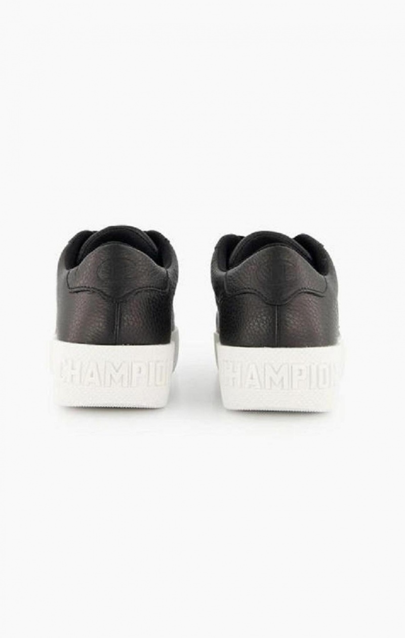 Champion C Logo Textured Läder Platform Trainers Träningsskor Dam Svarta | 8725-HTGRF