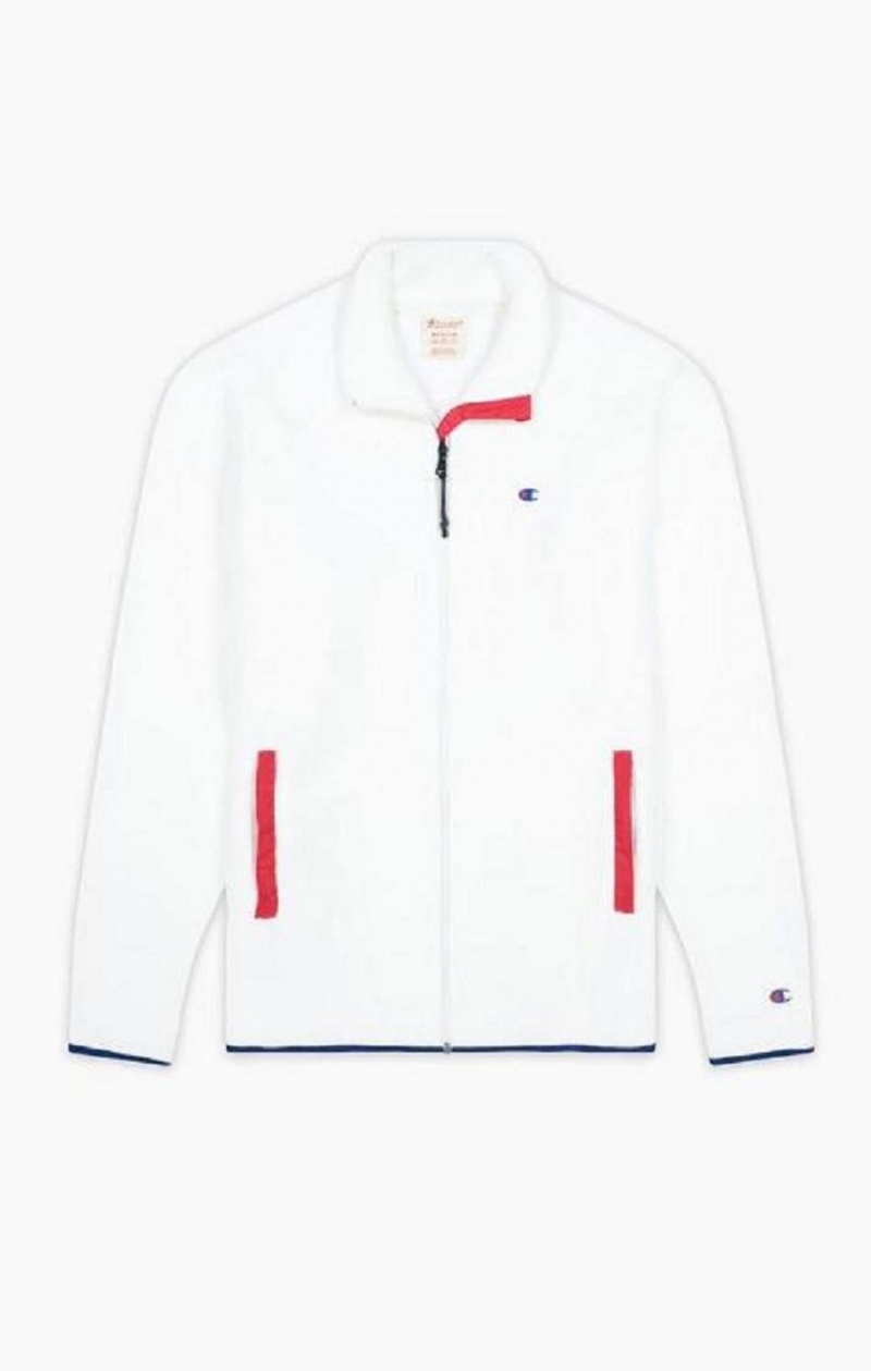 Champion C Logo Zip-Up Polartech Recycled Velour Sweatshirt Tröjor Herr Vita | 1342-SCRHK