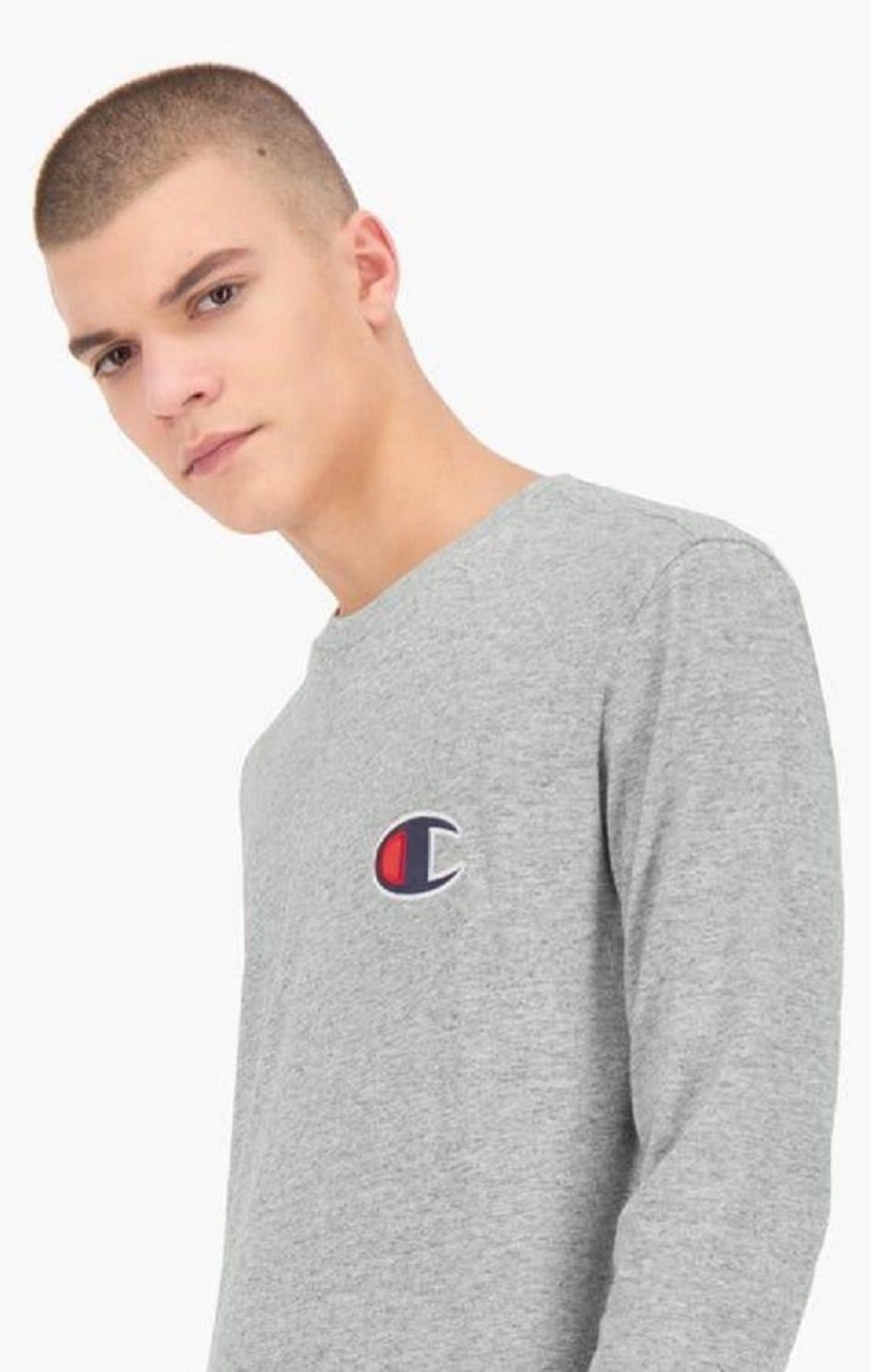 Champion C Long Sleeve Jersey Top T-shirt Herr Ljusgrå | 8075-FRGBT