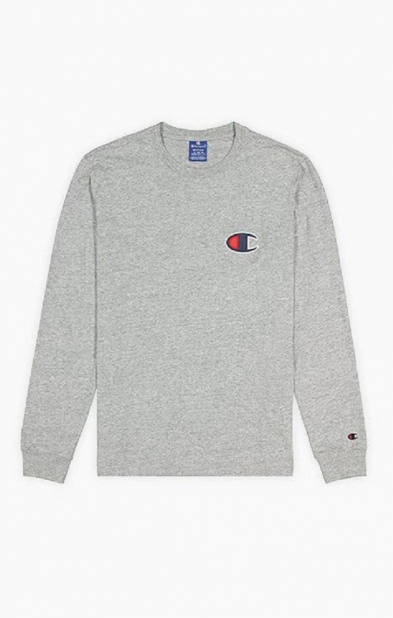 Champion C Long Sleeve Jersey Top T-shirt Herr Ljusgrå | 8075-FRGBT