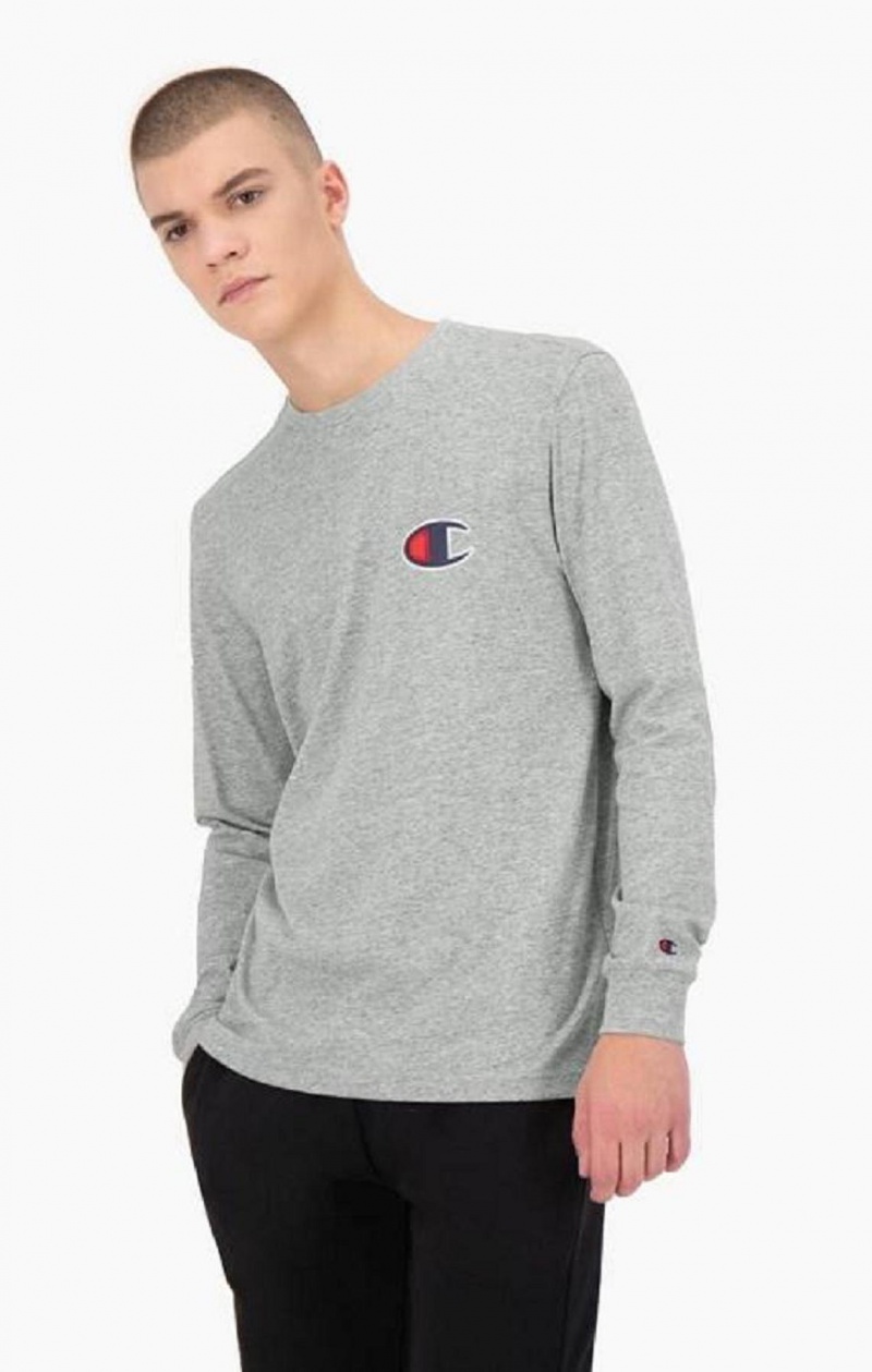 Champion C Long Sleeve Jersey Top T-shirt Herr Ljusgrå | 8075-FRGBT