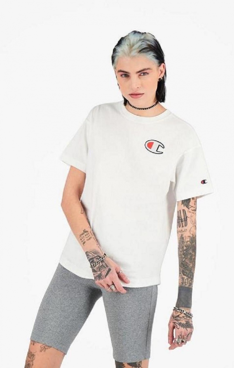 Champion C Patch Maxi T-Shirt T-shirt Dam Vita | 0561-TESLK