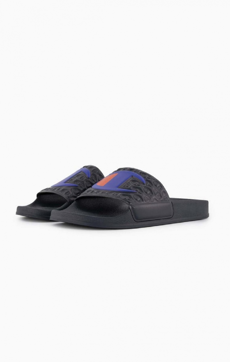 Champion C Patch Pool Slides Badtofflor Herr Mörkblå | 7013-FHUOI