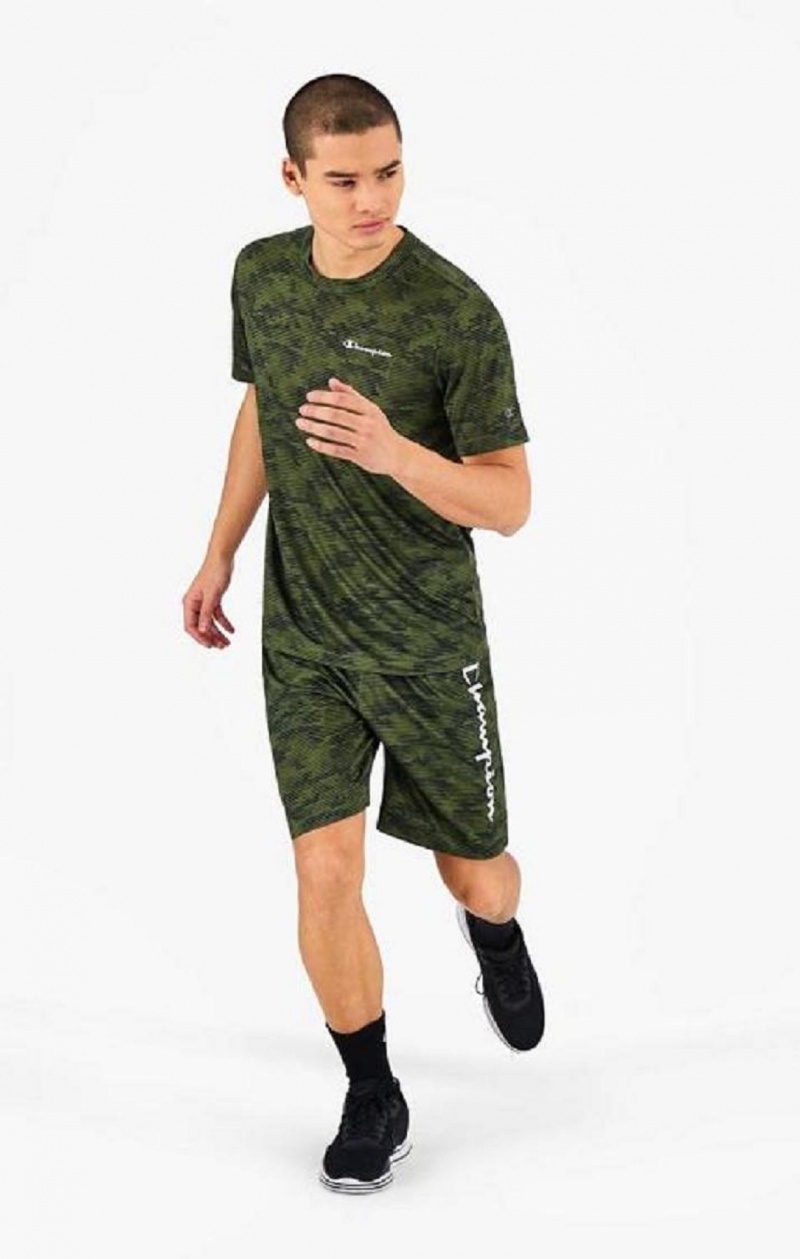 Champion Camo Quick Dry Tränings T-Shirt T-shirt Herr Gröna | 9760-MNSOQ