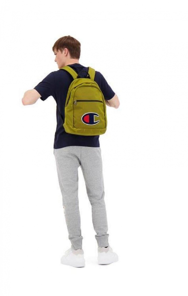 Champion Chenille C Patch Faux Läder Backpack Väskor Herr Guld | 3520-VNSWU