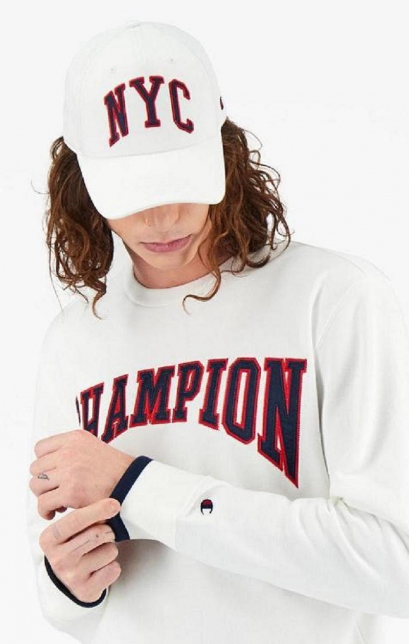 Champion Collegiate Logo Sweatshirt Tröjor Herr Vita | 8123-RKWDU