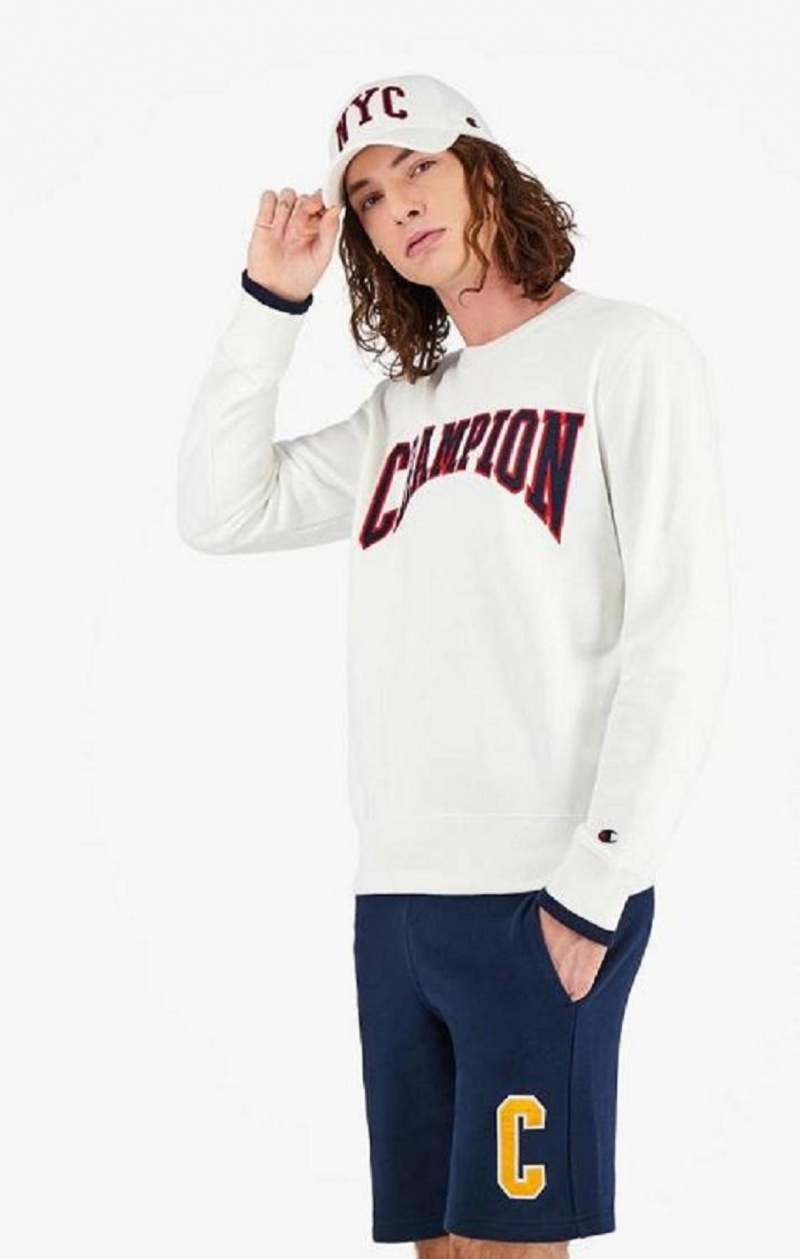 Champion Collegiate Logo Sweatshirt Tröjor Herr Vita | 8123-RKWDU