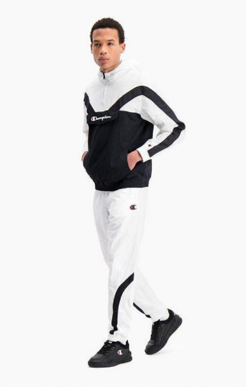 Champion Colour Block And Stripe Cuffed Track Pants Träningsoverall Herr Vita | 1084-KNFGV