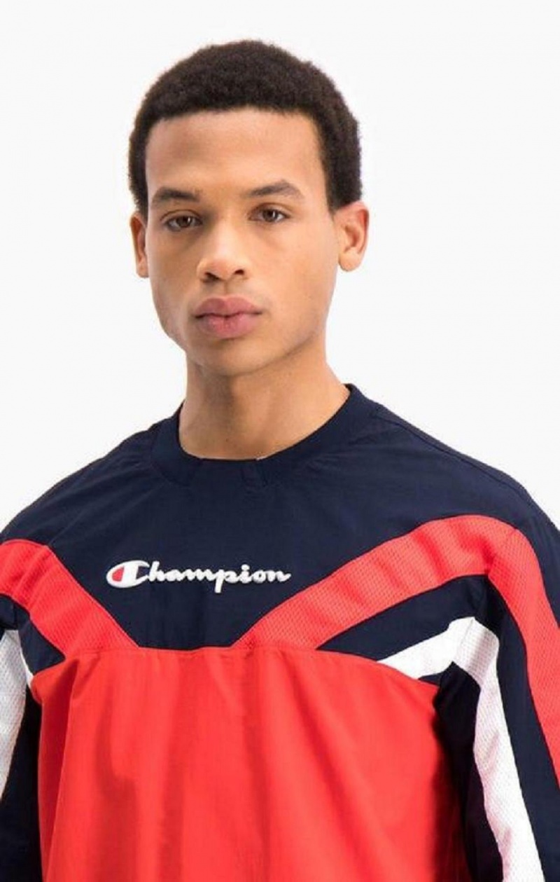 Champion Colour Block And Stripe Track Sweatshirt Tröjor Herr Röda | 7152-VXRCN