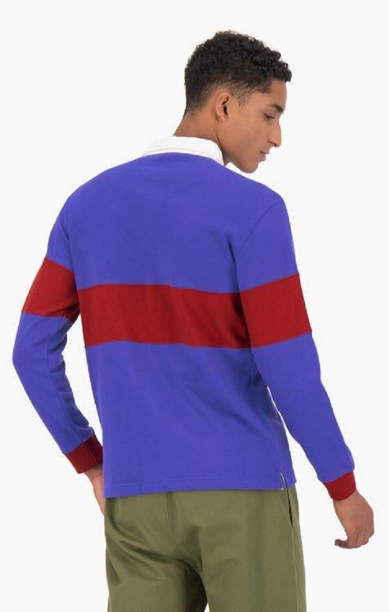 Champion Colour Block Bomull Jersey Polo Shirt T-shirt Herr Blå | 9065-AOPSD