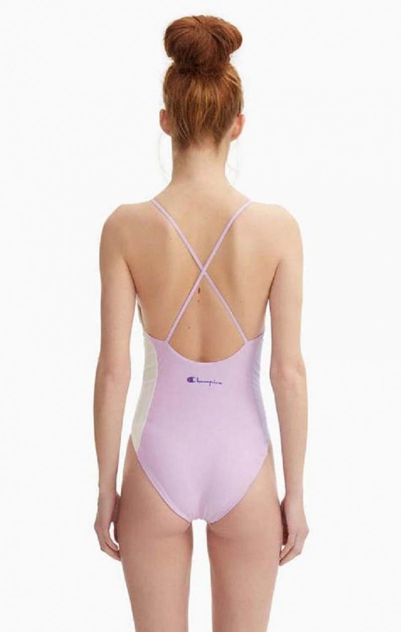 Champion Colour Block Cross Back Swimsuit Badkläder Dam Blå | 5731-FOBZQ