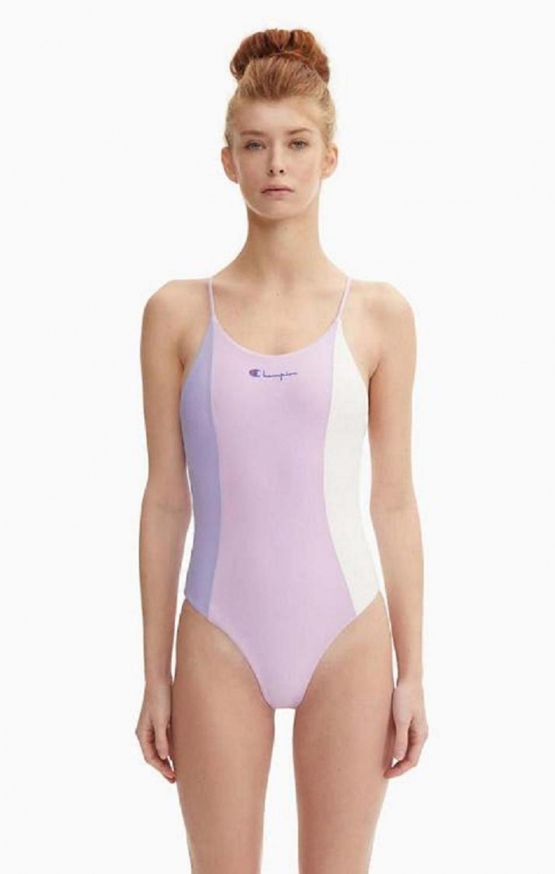 Champion Colour Block Cross Back Swimsuit Badkläder Dam Blå | 5731-FOBZQ