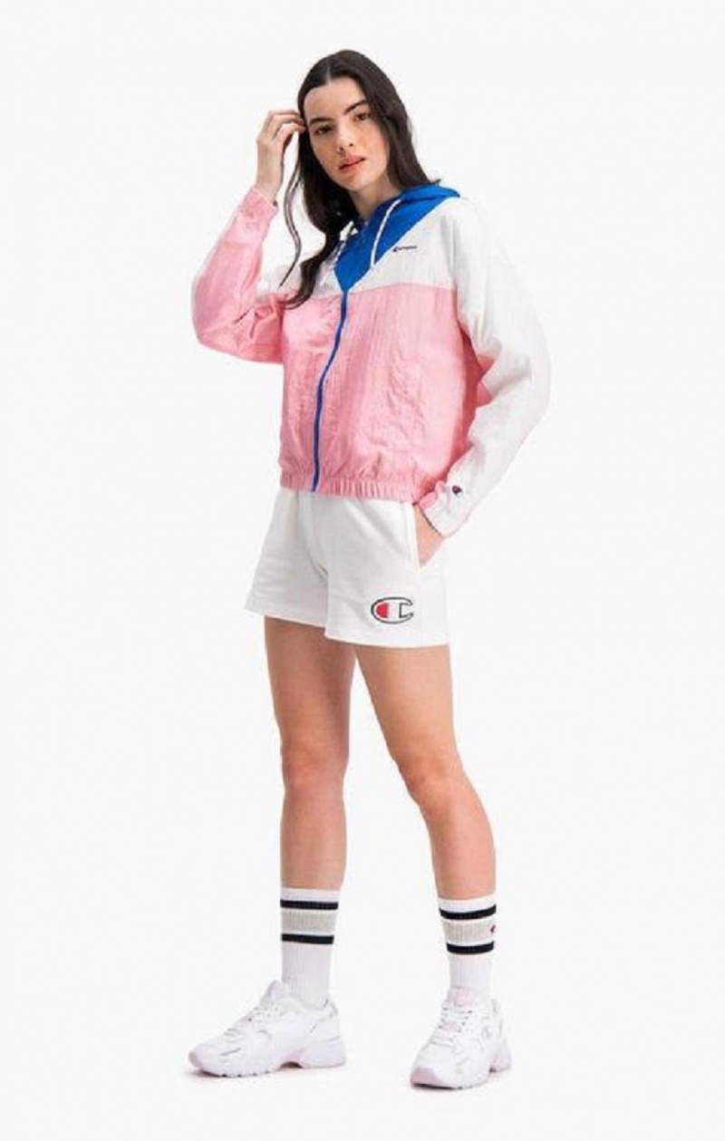 Champion Colour Block Hooded Track Jacket Hoodie Dam Rosa | 6190-HXIGM