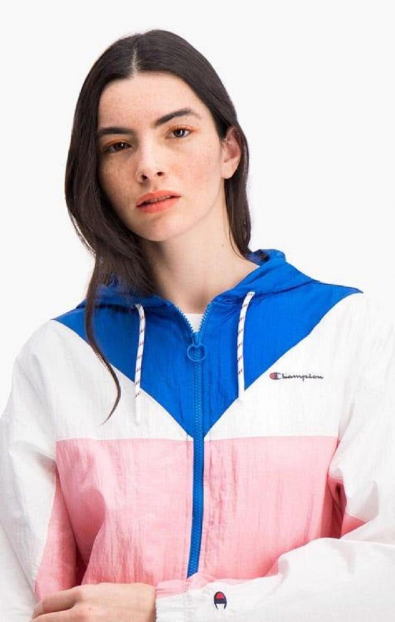 Champion Colour Block Hooded Track Jacket Hoodie Dam Rosa | 6190-HXIGM