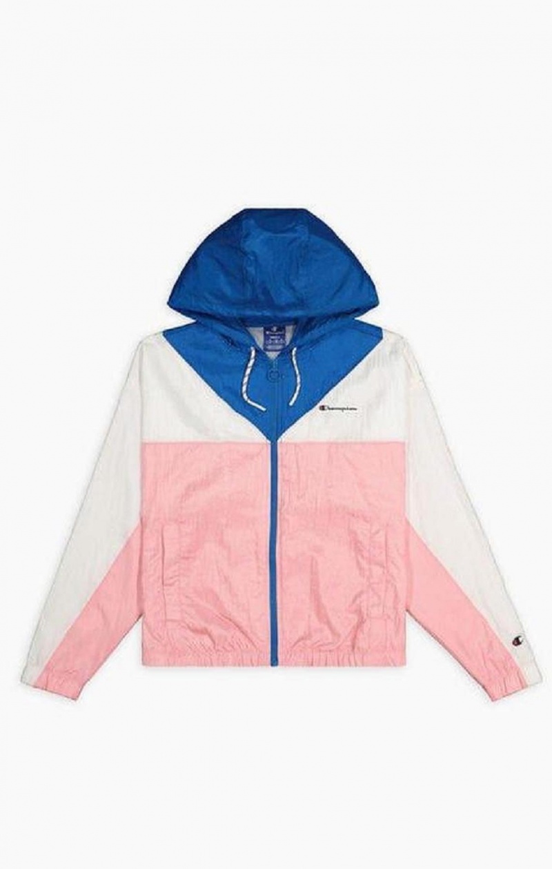 Champion Colour Block Hooded Track Jacket Hoodie Dam Rosa | 6190-HXIGM