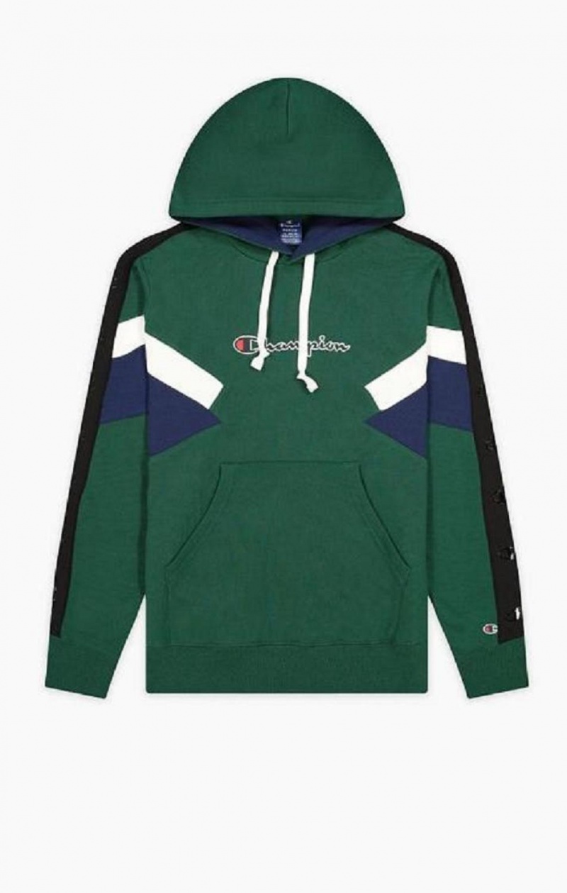 Champion Colour Block Insert Fleece Hoodie Hoodie Herr Ljusgröna | 5281-HWDUO