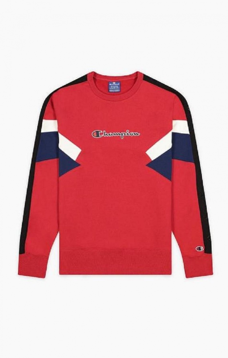 Champion Colour Block Insert Fleece Sweatshirt Tröjor Herr Röda | 6704-EDORF