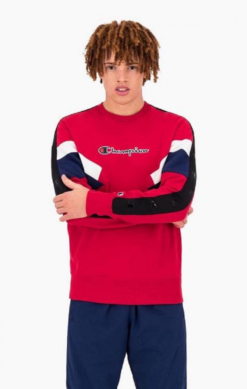 Champion Colour Block Insert Fleece Sweatshirt Tröjor Herr Röda | 6704-EDORF