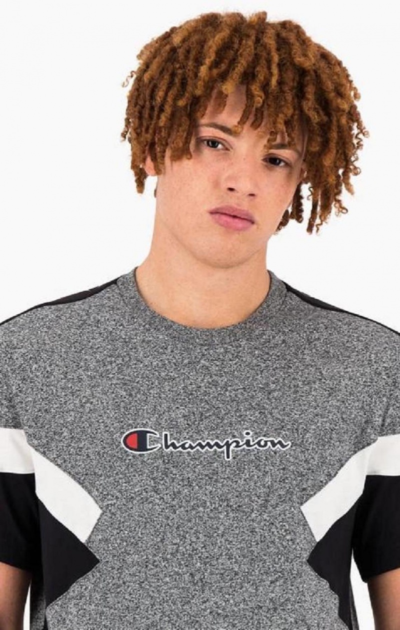 Champion Colour Block Insert T-Shirt T-shirt Herr Mörkgrå | 3698-JZQTF