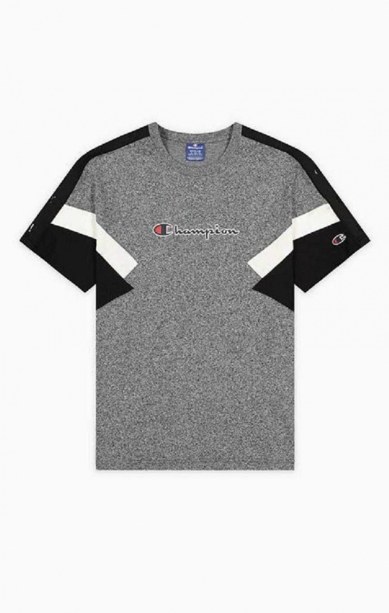 Champion Colour Block Insert T-Shirt T-shirt Herr Mörkgrå | 3698-JZQTF