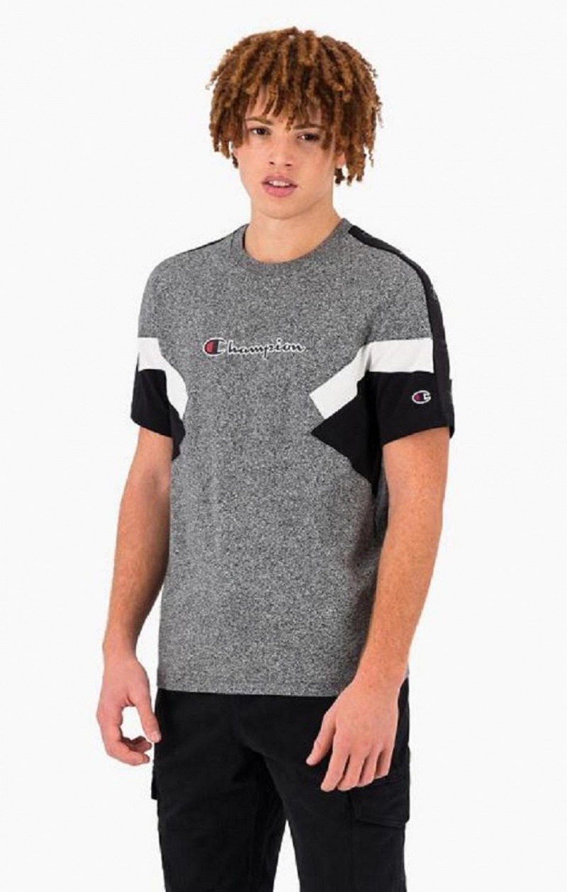 Champion Colour Block Insert T-Shirt T-shirt Herr Mörkgrå | 3698-JZQTF