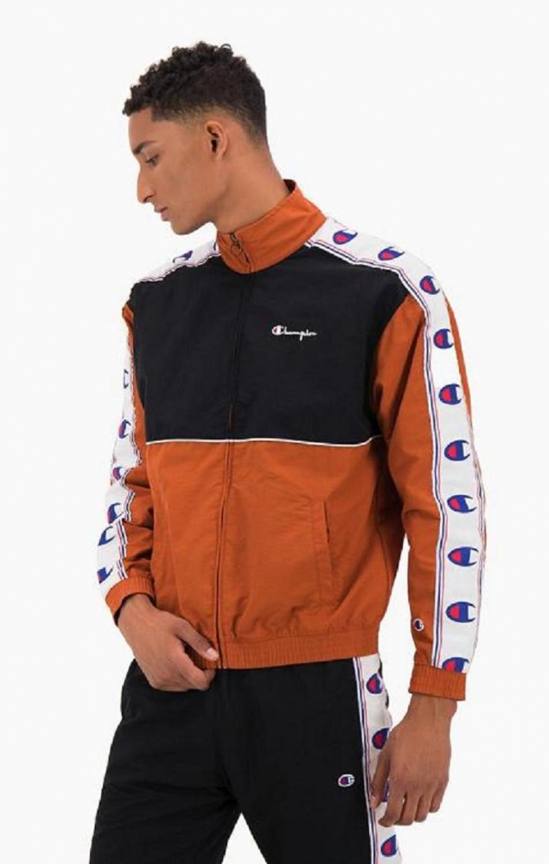 Champion Colour Block Logo Tape Trim Track Jacket Jackor Herr Bruna | 2358-FCPAG