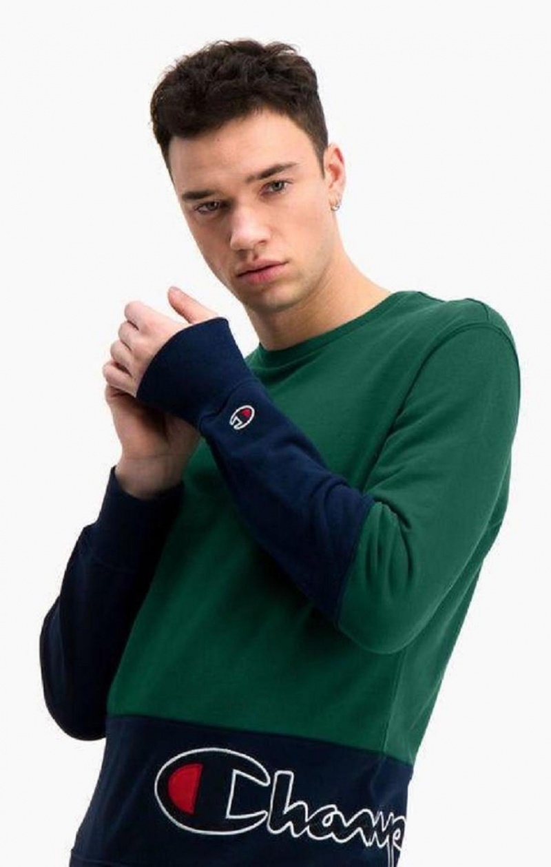 Champion Colour Block Logo Wraparound Logo Sweatshirt Tröjor Herr Gröna | 3027-OYMGH