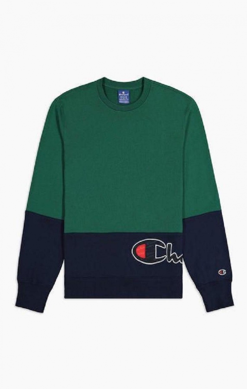 Champion Colour Block Logo Wraparound Logo Sweatshirt Tröjor Herr Gröna | 3027-OYMGH