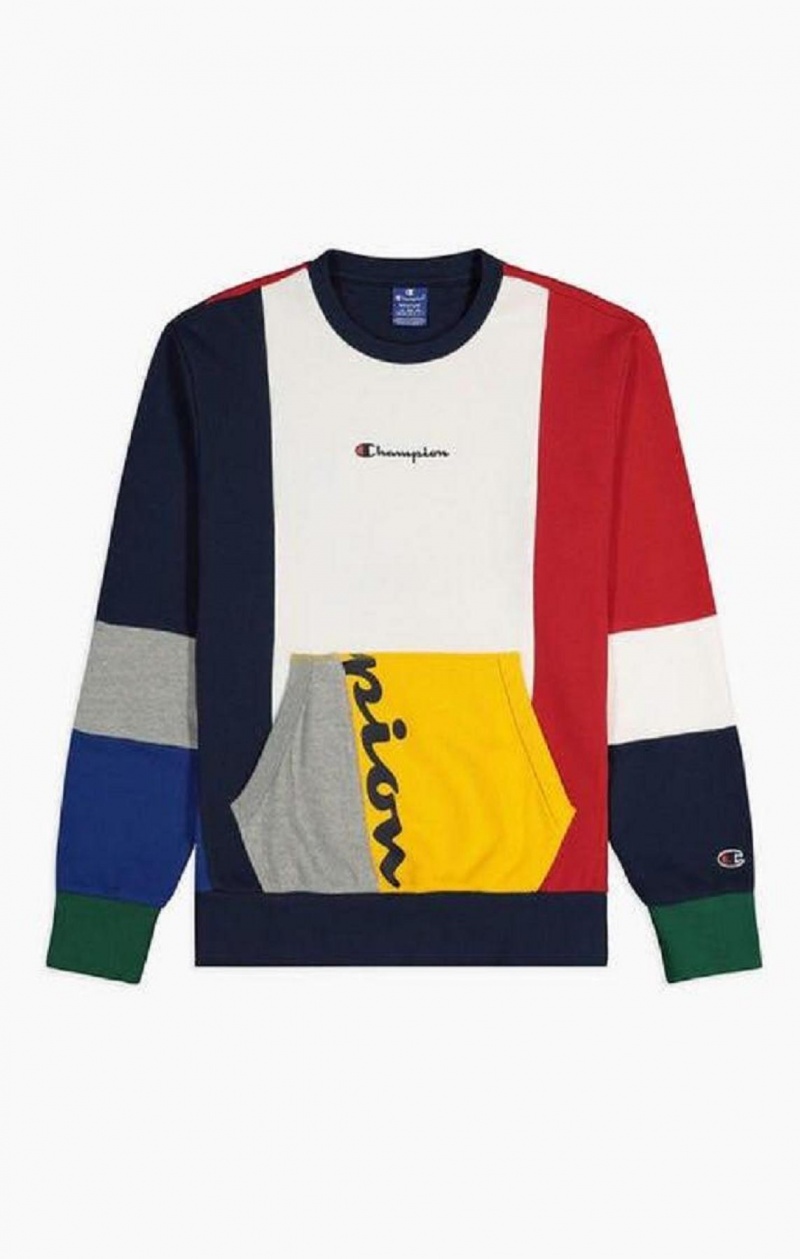 Champion Colour Block Patchwork Hoodie Hoodie Herr Röda | 5248-QLKMI