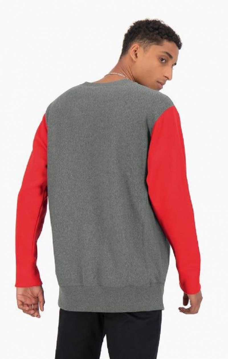 Champion Colour Block Reverse Weave Sweatshirt Tröjor Herr Mörkgrå | 1743-FRNQZ