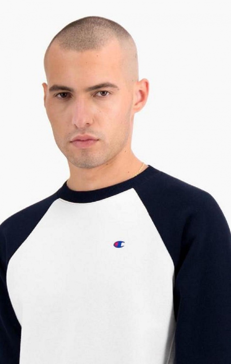 Champion Colour Block Reverse Weave Sweatshirt Tröjor Herr Vita | 4869-DOIVC